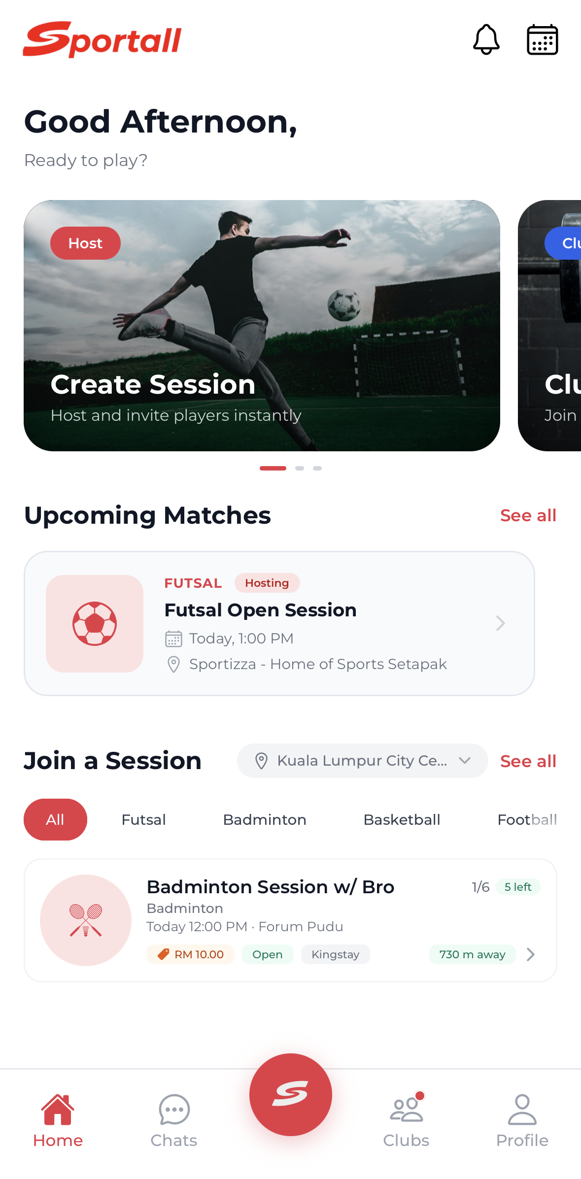 Sportall app screen preview