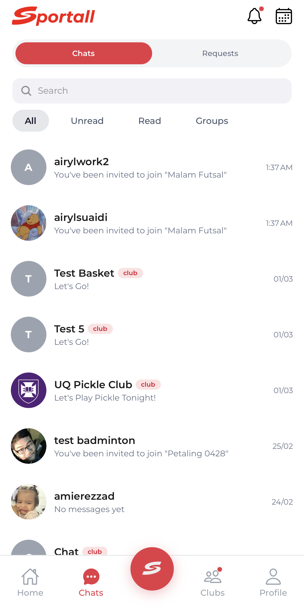 Keep clubs and players in sync screen 1